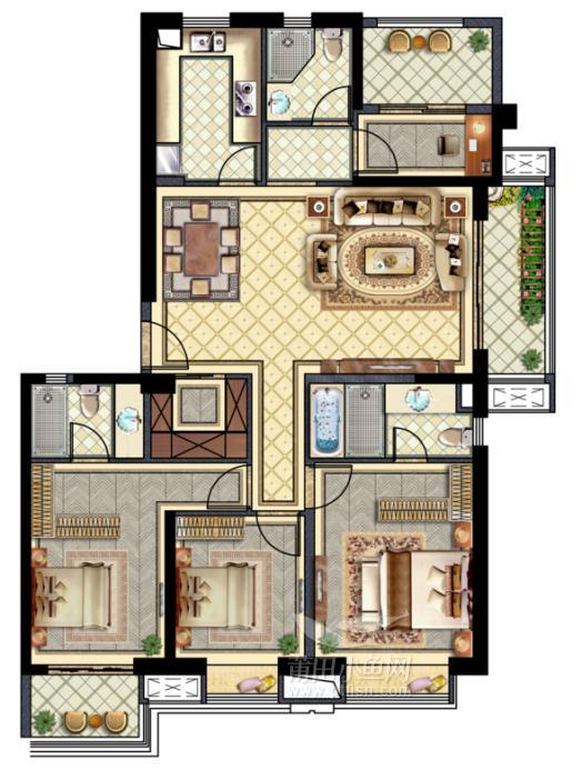 (融信府建筑面积约142㎡户型图)